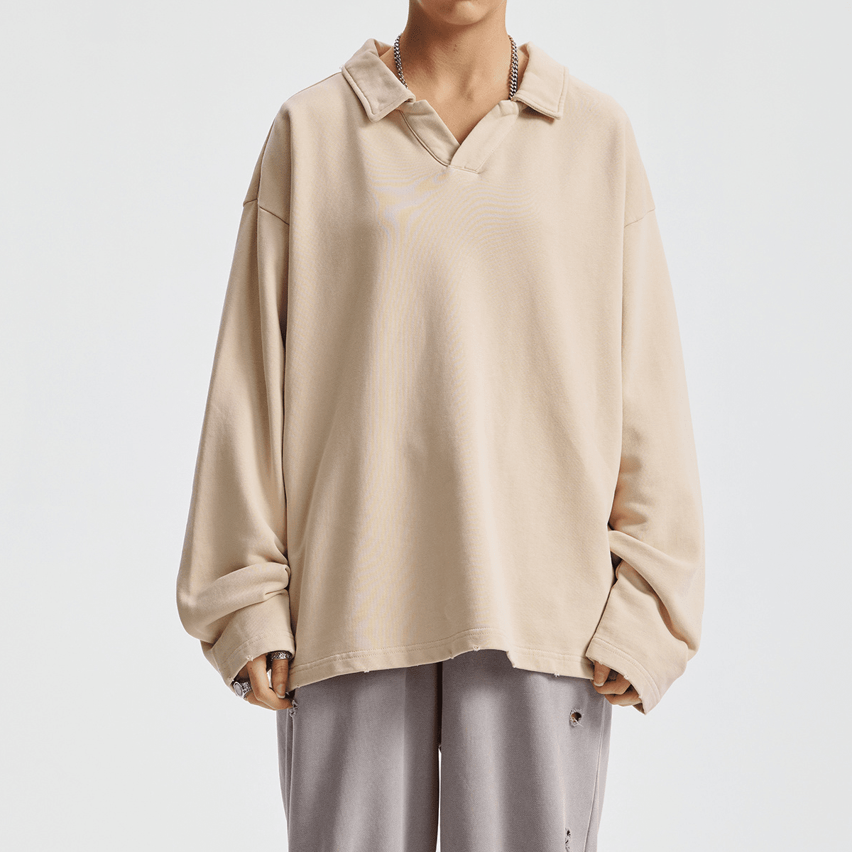 Acts9.2 Distressed French Terry Collared Shirt