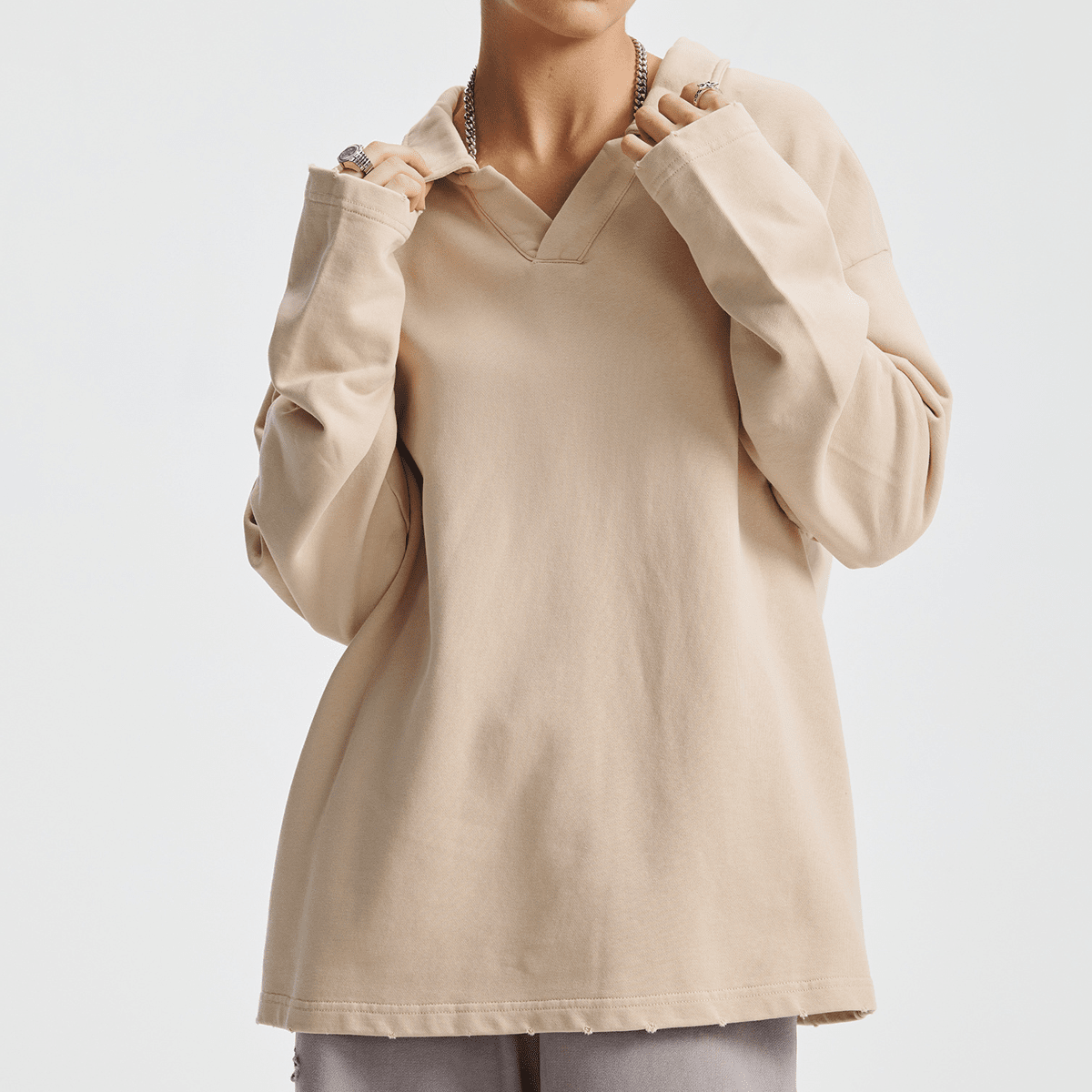 Acts9.2 Distressed French Terry Collared Shirt