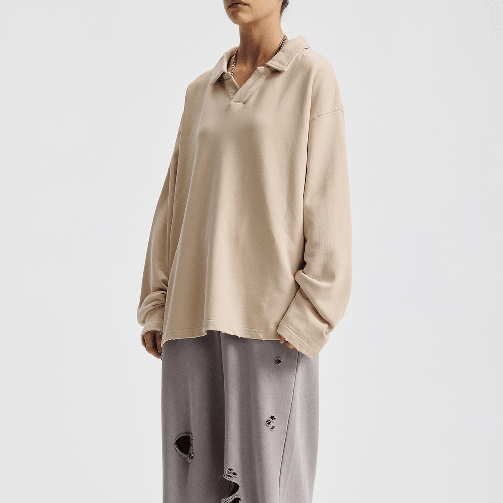 Acts9.2 Distressed French Terry Collared Shirt