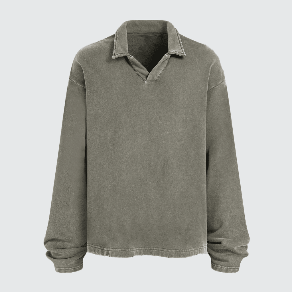 Acts9.2 Distressed French Terry Collared Shirt