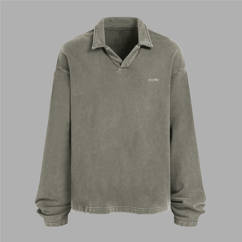 Acts9.2 Distressed French Terry Collared Shirt