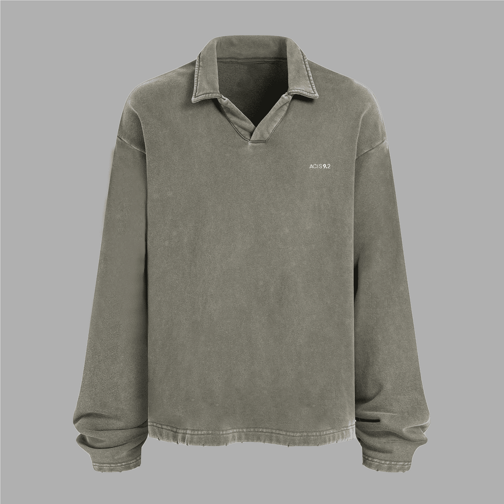 Acts9.2 Distressed French Terry Collared Shirt