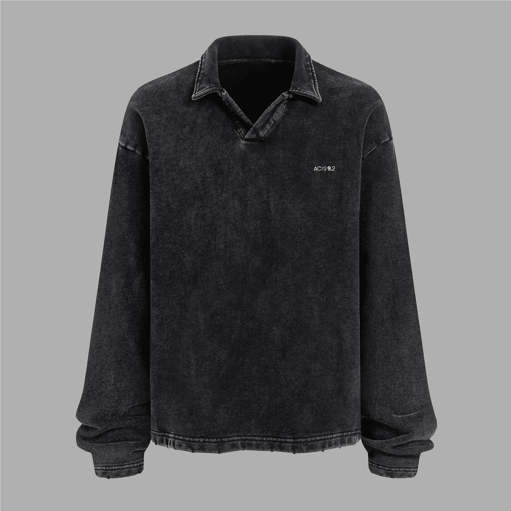 Acts9.2 Distressed French Terry Collared Shirt