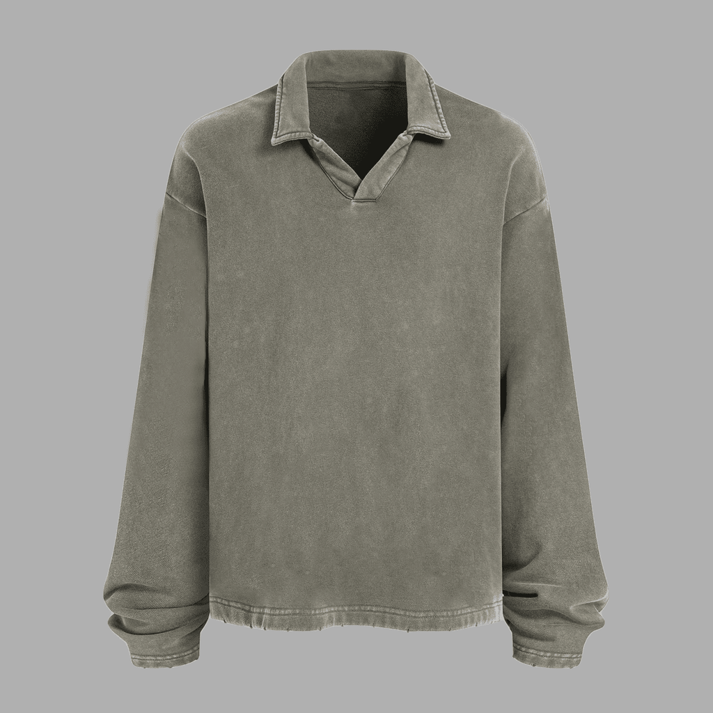 Acts9.2 Distressed French Terry Collared Shirt