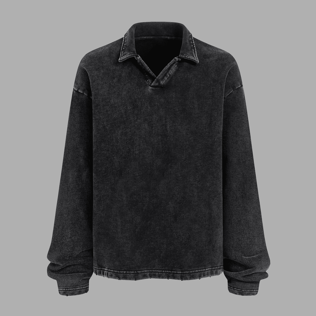 Acts9.2 Distressed French Terry Collared Shirt
